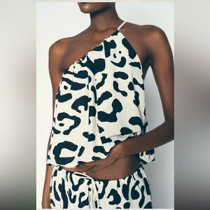 Zara Monochrome Asymmetrical Blouse